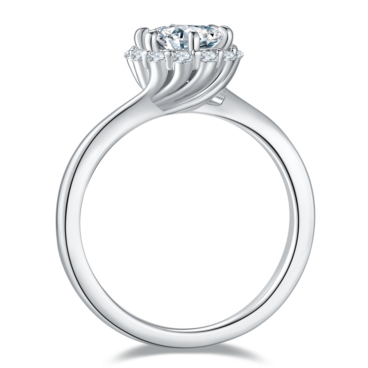 Love Fire S925 Silver Plated Platinum Moissanite Diamond Women's Ring 1 Carat D-Class